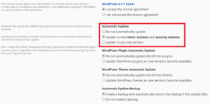 Install WordPress guide - installatron automatic update